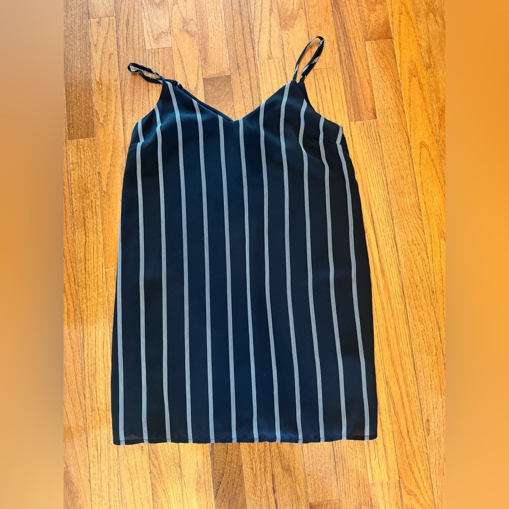 Cotton On Black Slip Dress with White Stripes